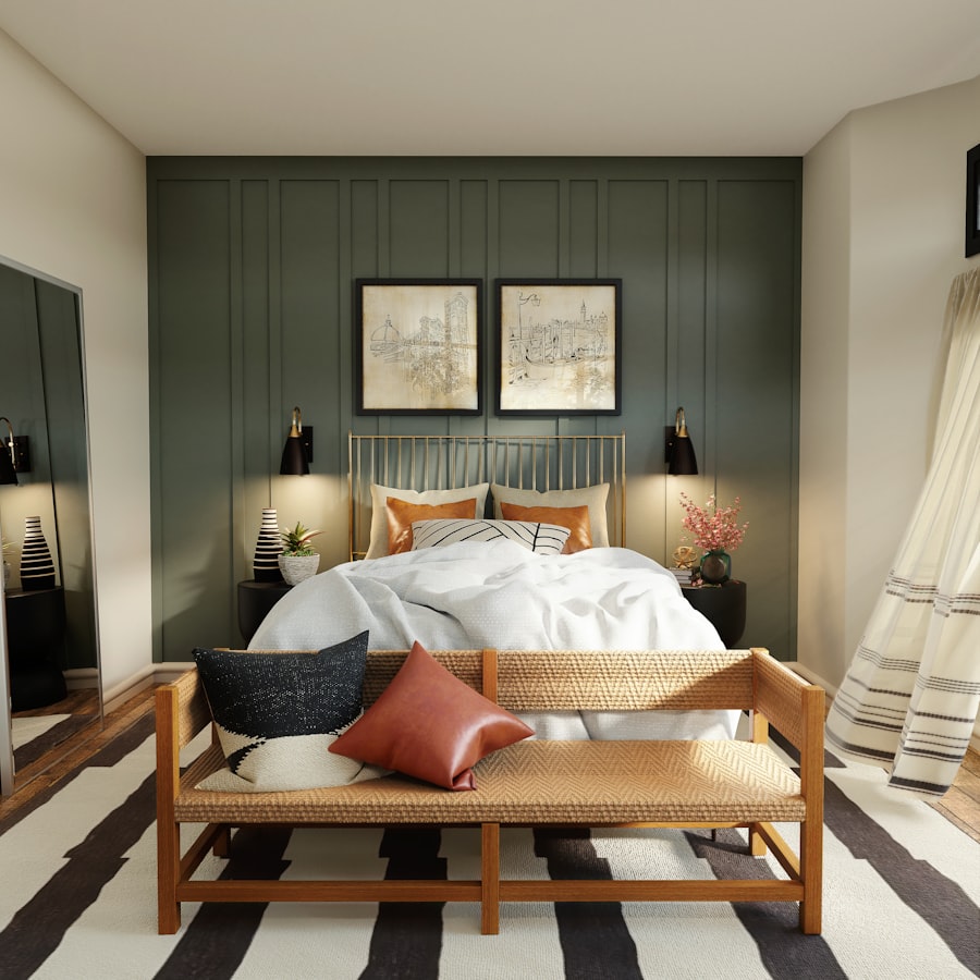 Calm bedroom with soft neutral bedding