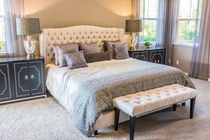 Comfortable bedroom with layered bedding
