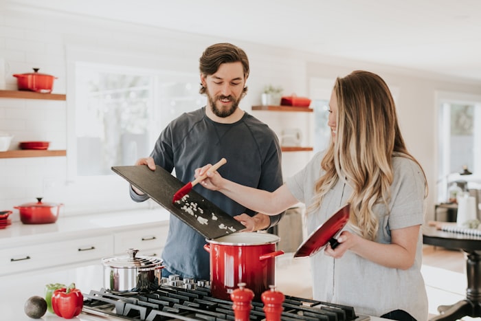 Kitchen shelves and cookware